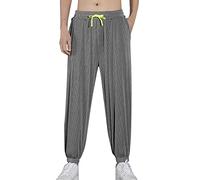Mens Pants, Jogging Bottoms Men Men'S Pants Ice Silk Pants Men'S Summer Thin Style Loose Nine Points Sports Haren Pants Men'S Casual Pants (Dark Gray, Xxxl)