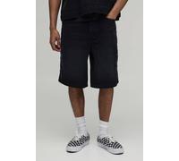 Men's Parachute Applique Denim Jorts | Black | Size 44R | BOOHOOMAN