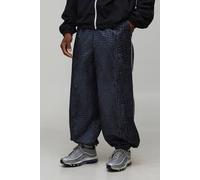 Men's Parachute Fit Print Nylon Track Pants | Snake | Size Large | BOOHOOMAN