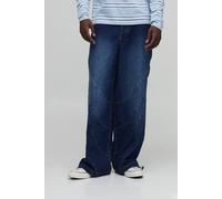 Men's Parachute Panelled Washed Jeans | Dark Blue | Size 34R | BOOHOOMAN