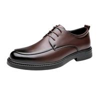 Men's Party Dress Shoes Genuine Leather Lace-up Brogue Slip Resistant Rubber Sole Low Top Wedding Formal Shoes(Marrone,5 UK)