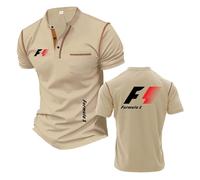 Men's Patchwork Henley T-Shirts for F.1 Lightweight Short Sleeved Comfy Printed Sportswear Soft Half Sleeve Polo Shirts Sportstyle Tee Top Clothes-KQS||x_l