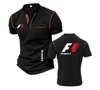 Men's Patchwork Henley T-Shirts for F.1 Lightweight Short Sleeved Comfy Printed Sportswear Soft Half Sleeve Polo Shirts Sportstyle Tee Top Clothes-HeiS||l