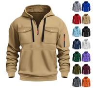 Men's Patchwork Winter Parka Hoodie - Thermal Quilted Lined Coat with Multi-Zip Pockets, Insulated Heavy Duty Weatherproof Outerwear, Winter Casual Outdoor Streetwear Jacket