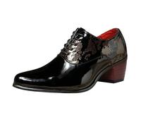 Mens Patent Derby Shoes Fashion Floral Classic Lace Up Formal Business Dress Shoes Comfortable Pointed Toe Shiny Men Office Wedding Party Oxford Leather Shoe Size 7.5 Black