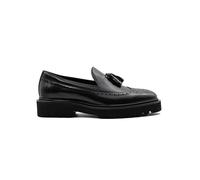 Mens Patent Glossy Real Leather Tassel Loafer Retro Handmade Brogue Shoes Rubber Lug Sole