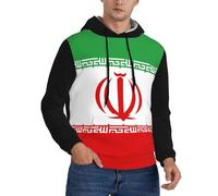 Men'S Patriotic Iran Flag Print Pullover Hoodie, Soft & Warm, Moisture-Wicking, Loose Fit, With Pocket, Casual Athletic Sweatshirt
