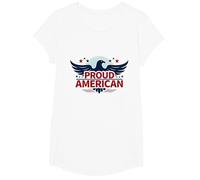 Mens Patriotic Proud American Eagle Stars USA Flag T-Shirt, Girls, White, Medium