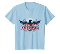 Mens Patriotic Proud American Eagle Stars USA Flag T-Shirt, Kids, Baby Blue, 8 Years