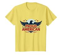 Mens Patriotic Proud American Eagle Stars USA Flag T-Shirt, Kids, Lemon, 2 Years