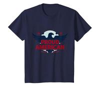 Mens Patriotic Proud American Eagle Stars USA Flag T-Shirt, Kids, Navy, 10 Years