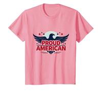 Mens Patriotic Proud American Eagle Stars USA Flag T-Shirt, Kids, Pink, 2 Years
