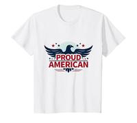 Mens Patriotic Proud American Eagle Stars USA Flag T-Shirt, Kids, White, 8 Years