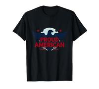 Mens Patriotic Proud American Eagle Stars USA Flag T-Shirt, Men, Black, 6XL