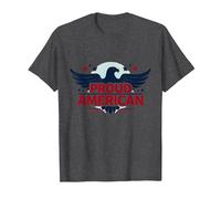 Mens Patriotic Proud American Eagle Stars USA Flag T-Shirt, Men, Dark Heather Grey, M