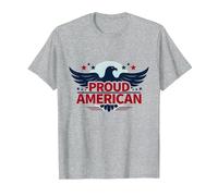 Mens Patriotic Proud American Eagle Stars USA Flag T-Shirt, Men, Heather Grey, 5XL