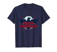 Mens Patriotic Proud American Eagle Stars USA Flag T-Shirt, Men, Navy, XXL