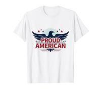 Mens Patriotic Proud American Eagle Stars USA Flag T-Shirt, Men, White, 5XL