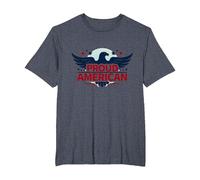 Mens Patriotic Proud American Eagle Stars USA Flag T-Shirt, Men's Big and Tall, Heather Blue, 2X Tall
