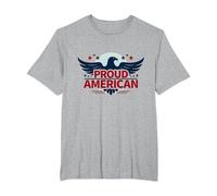 Mens Patriotic Proud American Eagle Stars USA Flag T-Shirt, Men's Big and Tall, Heather Grey, 4X Tall