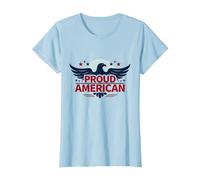 Mens Patriotic Proud American Eagle Stars USA Flag T-Shirt, Women, Baby Blue, L