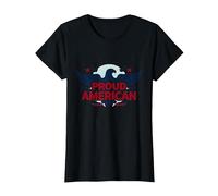 Mens Patriotic Proud American Eagle Stars USA Flag T-Shirt, Women, Black, L