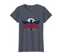 Mens Patriotic Proud American Eagle Stars USA Flag T-Shirt, Women, Heather Blue, XXL