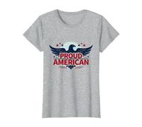 Mens Patriotic Proud American Eagle Stars USA Flag T-Shirt, Women, Heather Grey, M