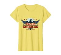Mens Patriotic Proud American Eagle Stars USA Flag T-Shirt, Women, Lemon, M