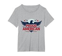 Mens Patriotic Proud American Eagle Stars USA Flag T-Shirt, Women's Plus, Heather Grey, 5X