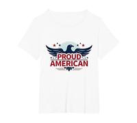 Mens Patriotic Proud American Eagle Stars USA Flag T-Shirt, Women's Plus, White, 5X