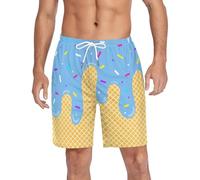 Mens Patterned Board Shorts Mens Casual Beach Shorts Waffle Ice Cream Short Summer Holiday Short Versatile Hot Pants 3D Print Graphic Pants Quick Dry Swimming Trunks Sports Fitness Trunks