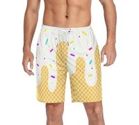 Mens Patterned Board Shorts Mens Casual Beach Shorts Waffle Ice Cream Short Summer Holiday Short Versatile Hot Pants 3D Print Graphic Pants Quick Dry Swimming Trunks Sports Fitness Trunks