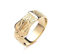 Men's Patterned Buckle Ring 18ct yellow Gold on Solid Sterling Silver Size O-Z+1 (U)
