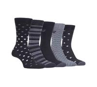 Mens Patterned Socks 5 Pair Pack Patterned Gentle Grip Top Cotton Rich by Farah