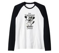 Mens Paulo - Cool Boy Name with Cute Devil - Born to Misbehave Raglan Baseball Tee