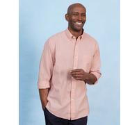 THE SAVILE ROW COMPANY LONDON Men's Classic Fit Linen-Cotton Blend Long Sleeve Casual Shirt - Peach - XXL