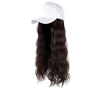 Men's Peaked Cap Adjustable Hair Hairstyle Attached Long Wave Hat Baseball Hair Curly Wig Tank Top, F, One Size