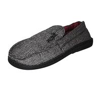 Mens Peaky Blinders Moccasin Slippers 016258 - Black/Grey Textile - UK Size 8 - EU Size 42 - US Size 9