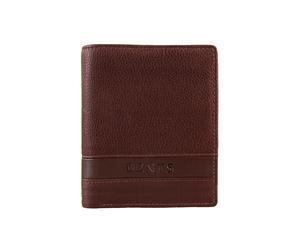Men's Pebble Grain Leather Bifold Wallet with RFID Blocking and Zipped Pocket - Dark Tan / One
