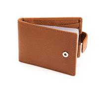 Men's Pebble Grain Leather Card Holder with RFID Blocking and Tab - COGNAC / ONE