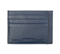 Men's Pebble Grain Leather Card Holder with RFID Blocking - Navy/Cognac / One