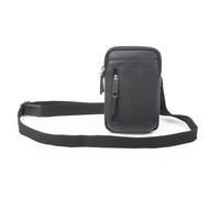Men's Pebble Grain Leather Crossbody Phone Bag - Black / One