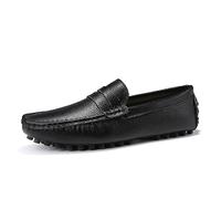 Men's Penny Loafers, First-Layer Cowhide Flat Casual Shoes, Mens Moccasin Slip on Driving Shoes Business Shoes, Boat Deck Moccasin Slippers for Adults and Teens (Black,10)