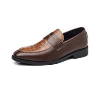 Mens Penny Loafers Slip-On Dress Fashion Style Driving Shoes Classic Tuxedo Casual Business Formal Oxford,Brown,6 UK