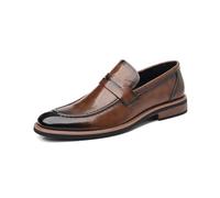 Men's Penny Loafers Slip-On Dress Shoes, Comfortable Casual Business Formal Shoes,Brown,4 UK