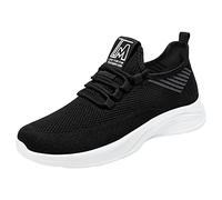 Men's Performance Sneakers in Grey/Black, Ultra Comfortable Fitness Shoes for Everyday Wear, Breathable Mesh with Thick Soft Sole Comfortable Sports Shoes, Black, 7 UK