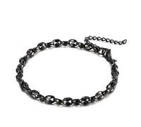Men's Personalised Bracelet Stainless Steel Bean Chain Personalised Bracelet Gift for Couples Husband Boyfriend Length 20 cm Black
