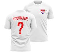 Mens Personalised Croatia Badge T Shirt Name and Number Tee Croatian Football Nation Top, L, White