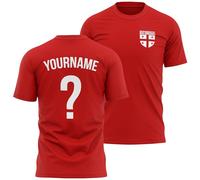 Mens Personalised Georgia Badge T Shirt Name and Number Tee Georgian Football Nation Top, L, Red